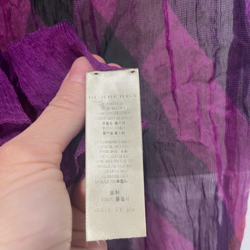 Burberry lightweight silk Purple and Black Sheer Scarf - Picture 5 of 9